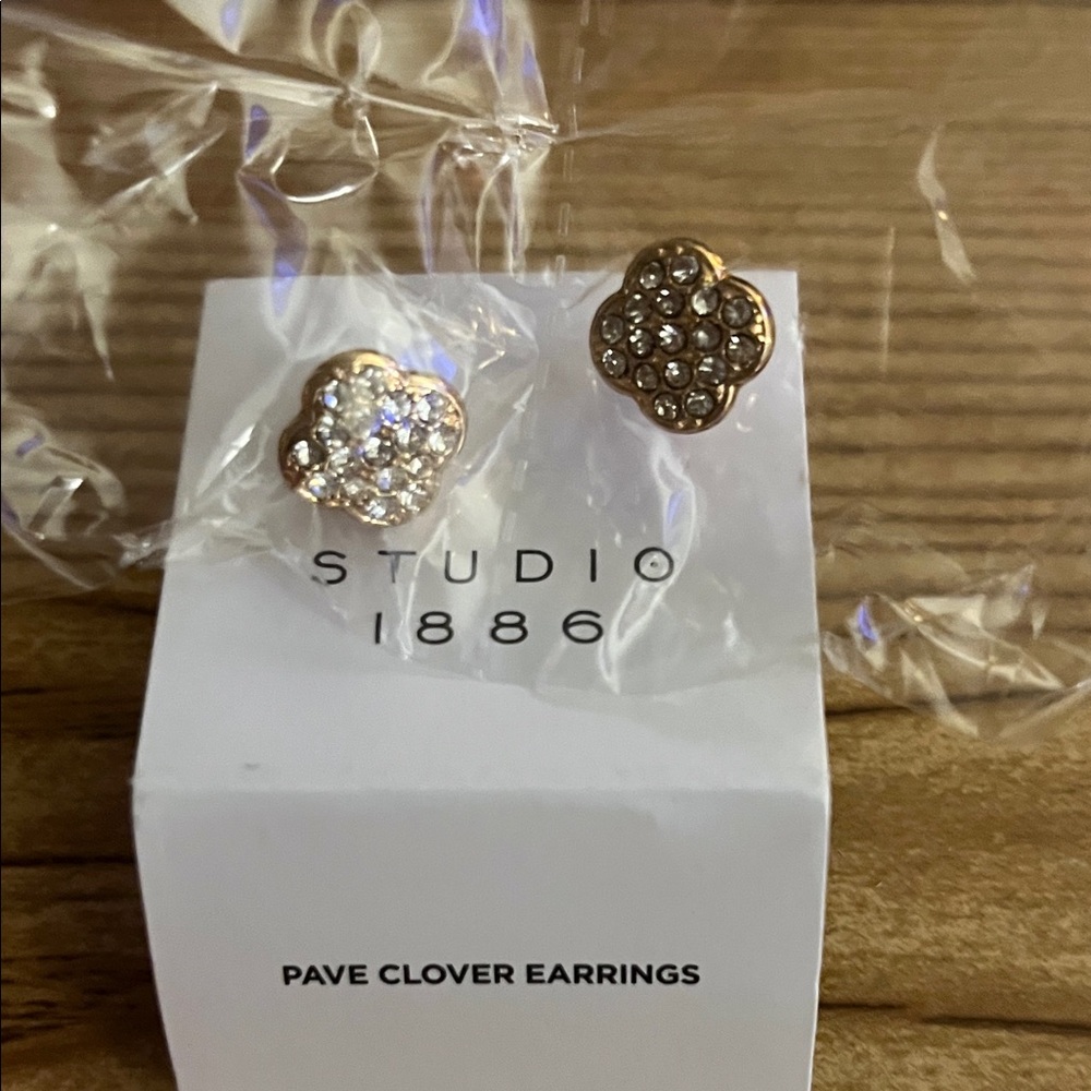 Studio Gold and Silver Pave Clover Earrings